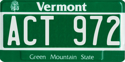 VT license plate ACT972