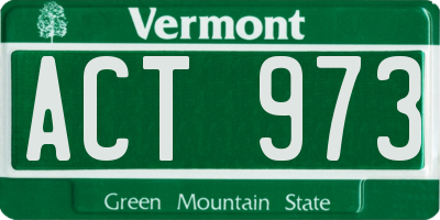 VT license plate ACT973
