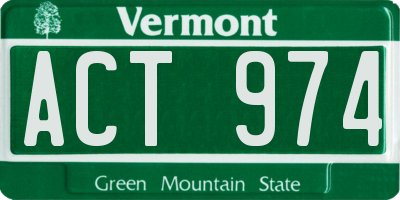 VT license plate ACT974