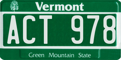 VT license plate ACT978