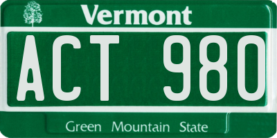 VT license plate ACT980