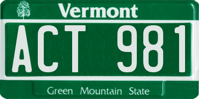 VT license plate ACT981