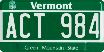 VT license plate ACT984