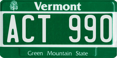VT license plate ACT990