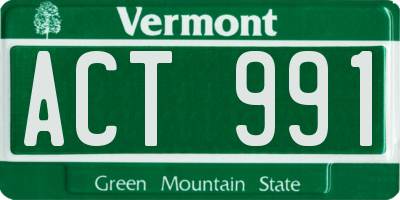 VT license plate ACT991