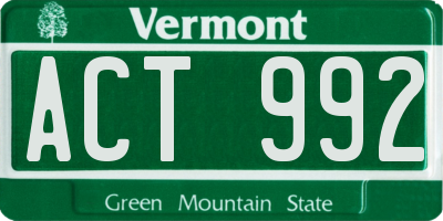 VT license plate ACT992
