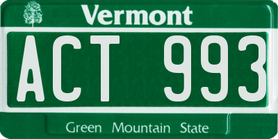 VT license plate ACT993