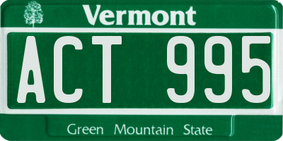 VT license plate ACT995