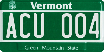 VT license plate ACU004