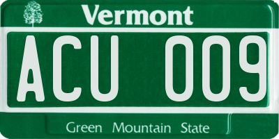 VT license plate ACU009