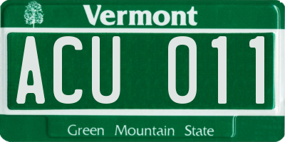 VT license plate ACU011