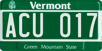 VT license plate ACU017