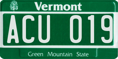 VT license plate ACU019