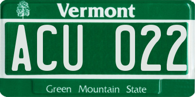 VT license plate ACU022