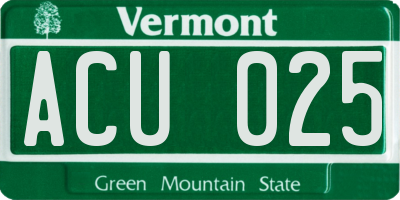 VT license plate ACU025
