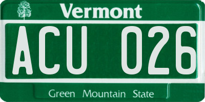 VT license plate ACU026