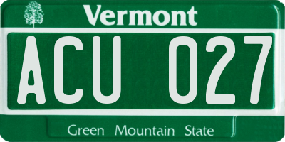 VT license plate ACU027