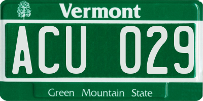 VT license plate ACU029