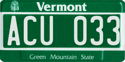 VT license plate ACU033