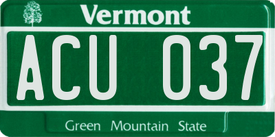 VT license plate ACU037