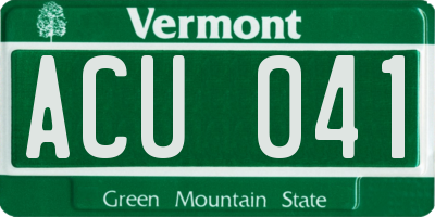 VT license plate ACU041