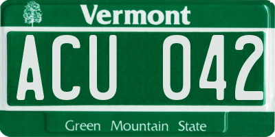 VT license plate ACU042