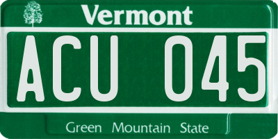 VT license plate ACU045