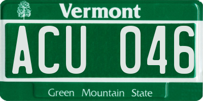 VT license plate ACU046