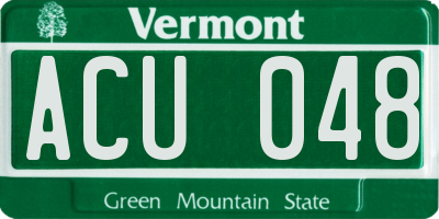 VT license plate ACU048