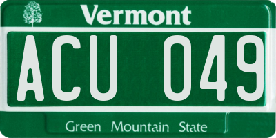 VT license plate ACU049