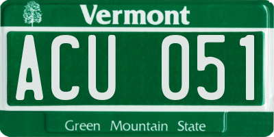 VT license plate ACU051