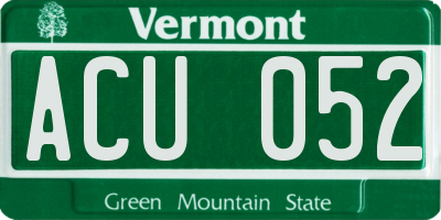 VT license plate ACU052