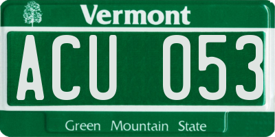 VT license plate ACU053