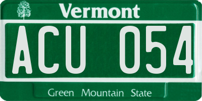 VT license plate ACU054