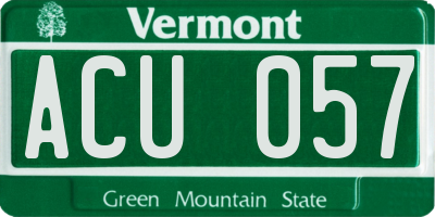 VT license plate ACU057