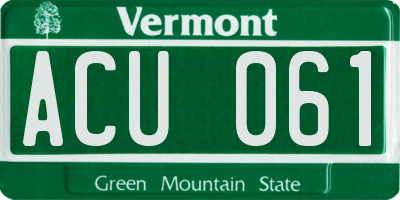 VT license plate ACU061