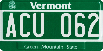 VT license plate ACU062