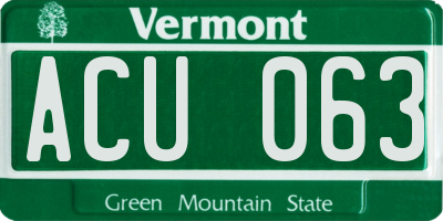 VT license plate ACU063