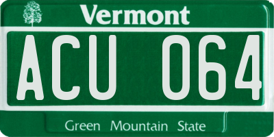 VT license plate ACU064