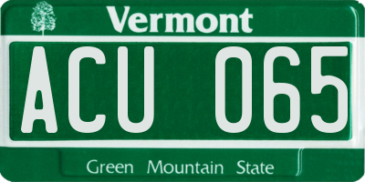 VT license plate ACU065