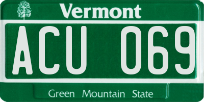 VT license plate ACU069
