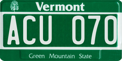 VT license plate ACU070