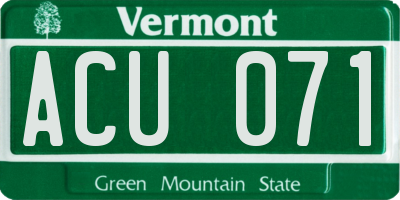 VT license plate ACU071
