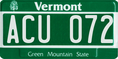 VT license plate ACU072
