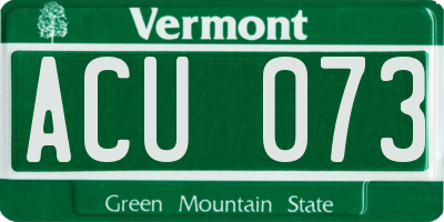 VT license plate ACU073
