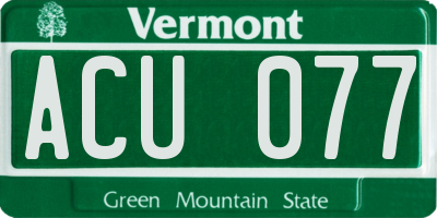 VT license plate ACU077