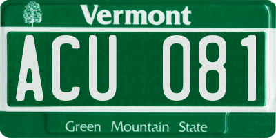 VT license plate ACU081