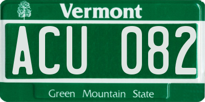 VT license plate ACU082