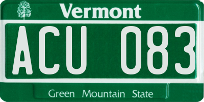 VT license plate ACU083
