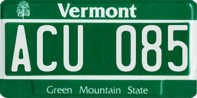 VT license plate ACU085